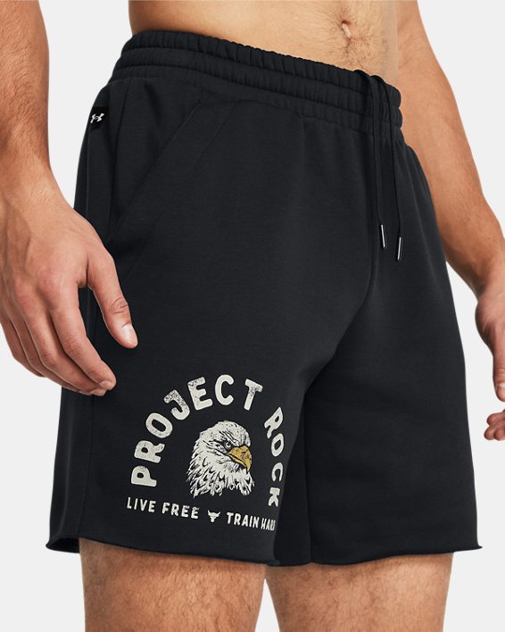 Men's Project Rock Essential Fleece Shorts, Black, pdpMainDesktop image number 4